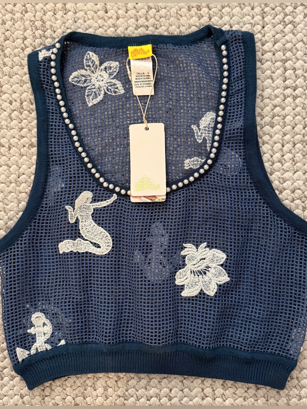 Agua Bendita Blue Emil Kai Mermaid Cover Up Top Size Medium NWT